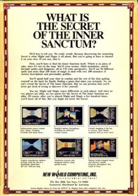Might and Magic: Book One: Secret of the Inner Sanctum - Box - Back (United States) - 563x800
