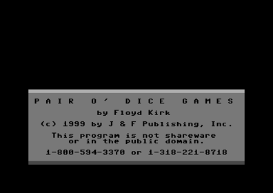 Pair o' Dice Games - Screenshot - Game Title (North America) - 384x272