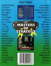 Cricket Captain (D&H Games) - Box - Back (Europe) - 904x1150