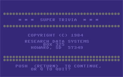 Super Trivia - Screenshot - Game Title (null) - 320x200