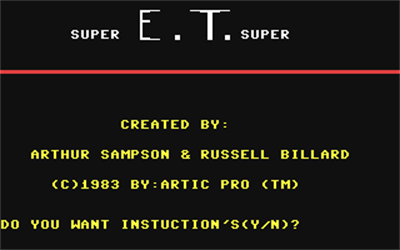Super E.T. - Screenshot - Game Title (null) - 320x200