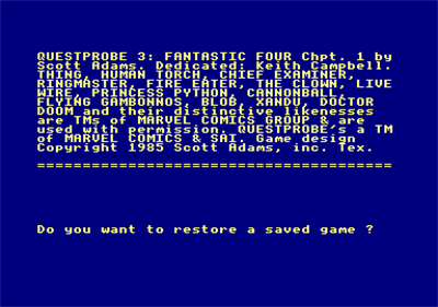 Questprobe featuring Human Torch and The Thing - Screenshot - Game Select (null) - 384x270