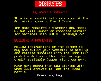 Ghostbusters - Screenshot - Game Title (Europe) - 640x512