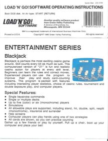 Blackjack (1982) - Box - Back (North America) - 615x800