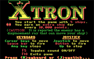 X.Tron - Screenshot - Game Title (null) - 320x200