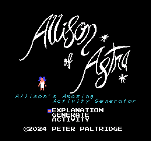 Allison's Amazing Activity Generator - Screenshot - Game Title (World) - 256x240