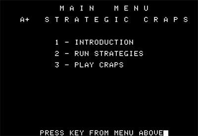 Strategic Craps - Screenshot - Game Select (null) - 560x384