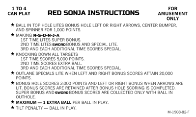 Red Sonja - Arcade - Controls Information (null) - 1626x973