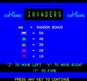 Invaders (IJK Software) - Screenshot - Game Title (null) - 301x281