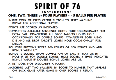 Spirit of 76: Sound MOD - Arcade - Controls Information (null) - 1003x699