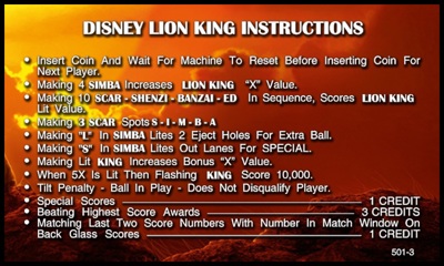 The Lion King - Arcade - Controls Information (null) - 800x480
