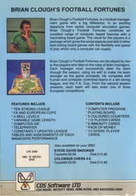 Brian Clough's Football Fortunes - Box - Back (United Kingdom) - 835x1200