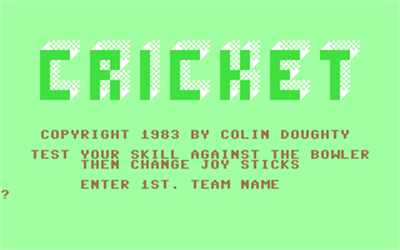 Cricket (Colin Doughty) - Screenshot - Game Title (null) - 320x200