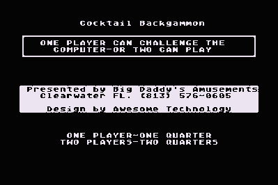 Big Daddy's Cocktail Backgammon - Screenshot - Game Select (North America) - 336x224