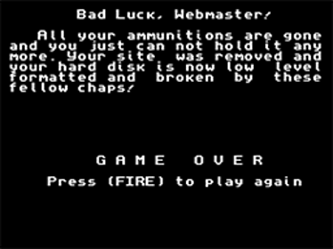 AntiISDA Warrior - Screenshot - Game Over (World) - 256x192