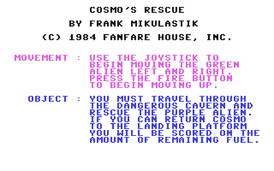 Cosmo's Rescue - Screenshot - Game Title (null) - 320x200