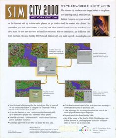 SimCity 2000: Network Edition - Box - Back (North America) - 670x800