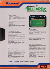 Konami's Billiards - Box - Back (Europe) - 826x1144