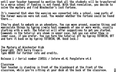 The Mystery of Winchester High - Screenshot - Game Title (World) - 640x400