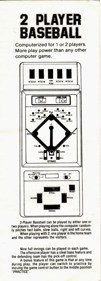 2 Player Baseball - Arcade - Controls Information (United States) - 576x1600