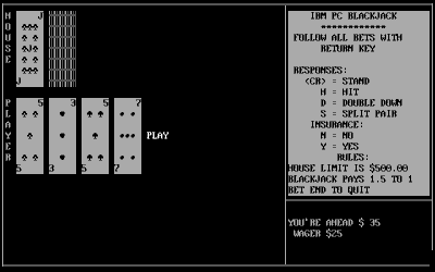 Blackjack (1983) - Screenshot - Gameplay (World) - 640x400
