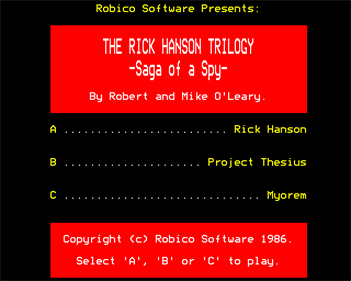 The Rick Hanson Trilogy: Saga of a Spy - Screenshot - Game Select (null) - 640x512