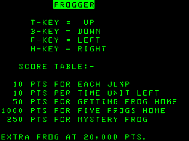 Frogger (A&F Software) - Screenshot - Game Title (null) - 256x192