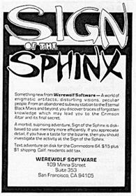 Sign of the Sphinx - Advertisement Flyer - Front (North America) - 363x522