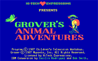 Grover's Animal Adventures - Screenshot - Game Title - 320x200