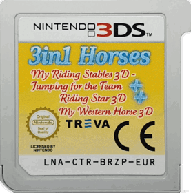 3in1 Horses: My Riding Stables 3D - Jumping for the Team + Riding Star 3D + My Western Horse 3D - Cart - Front (Germany) - 1380x1397
