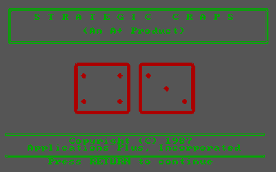 Strategic Craps - Screenshot - Game Title (null) - 320x200