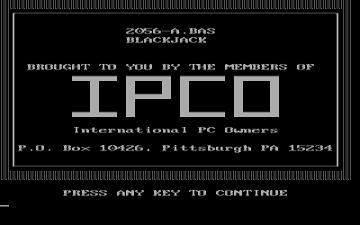 Blackjack (1983) - Screenshot - Game Title (World) - 640x400