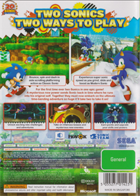 Sonic Generations - Box - Back (Australia) - 516x720