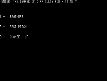 Batter Up (TRS-80 Software Exchange) - Screenshot - Game Select (North America) - 512x384