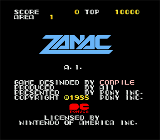 Zanac - Screenshot - Game Title (North America) - 509x445
