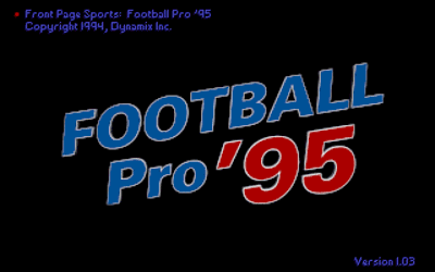 Front Page Sports: Football Pro '95 - Screenshot - Game Title (null) - 320x200