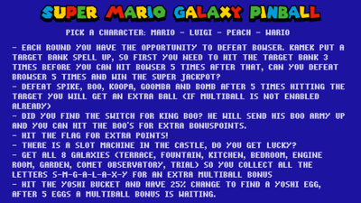 Super Mario Galaxy Pinball - Arcade - Controls Information (null) - 1920x1080