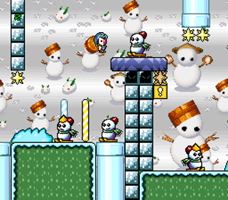 The Dimensional Castle Staring Aeron - Screenshot - Gameplay (World) - 256x224