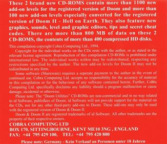 Cobra Utilities for Doom & Doom II - Box - Back (World) - 800x688