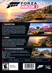 Forza Horizon 2: Azimuth (Port) - Fanart - Box - Back (North America) - 727x1024