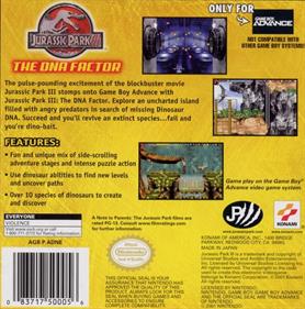 Jurassic Park III: The DNA Factor - Box - Back Image