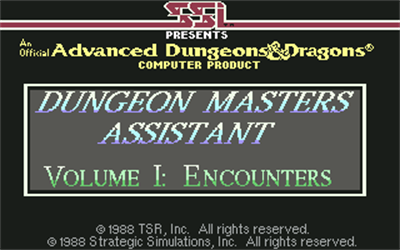 Advanced Dungeons & Dragons: Dungeon Masters Assistant: Volume I: Encounters - Screenshot - Game Title Image