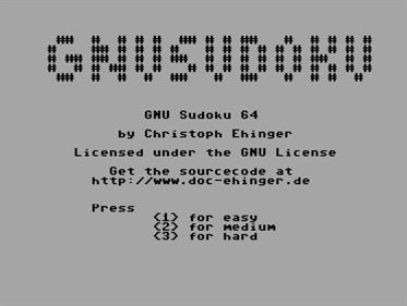 GNU Sudoku 64 - Screenshot - Game Title Image