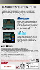 Metal Gear Solid: Classic Collection - Box - Back Image
