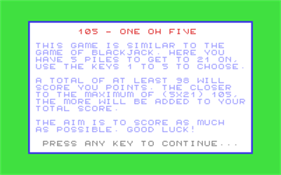 105: One Oh Five - Screenshot - Game Title Image