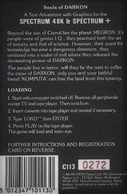 Souls of Darkon  - Box - Back Image