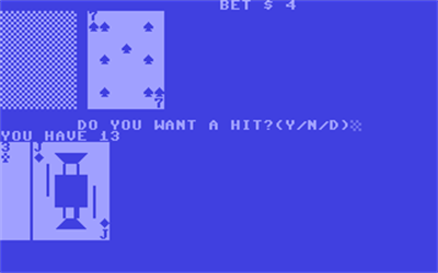 Blackjack (Commodore Business Machines) - Screenshot - Gameplay Image