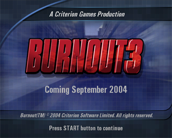 Burnout 3: Demo Disc - Screenshot - Game Title Image