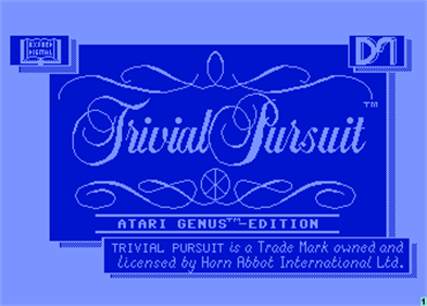 Trivial Pursuit: The Computer Game: Atari 48K Genus Edition - Screenshot - Game Title Image