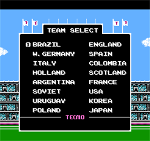Tecmo World Cup Soccer - Screenshot - Game Select Image